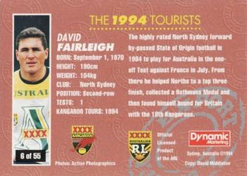 1994 Dynamic Kangaroo Heroes #6 David Fairleigh Back